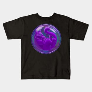 Purple Cat in a Bubble Kids T-Shirt